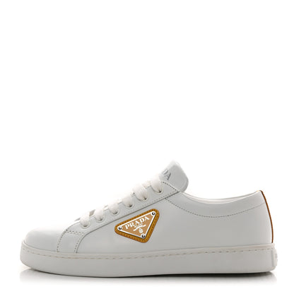 Prada Spazzolato Rois Metal Triangle Logo 25mm Sneakers 35.5 White Soleil 1 of 9