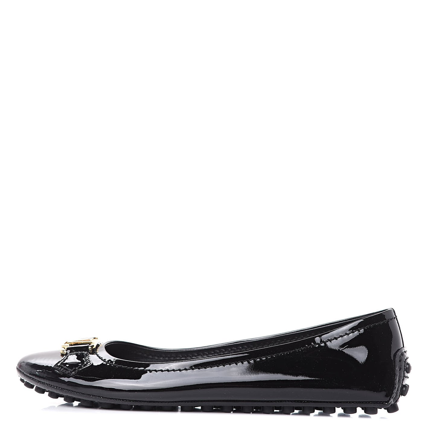 Patent Calfskin Oxford Ballerina Flats 39 Black