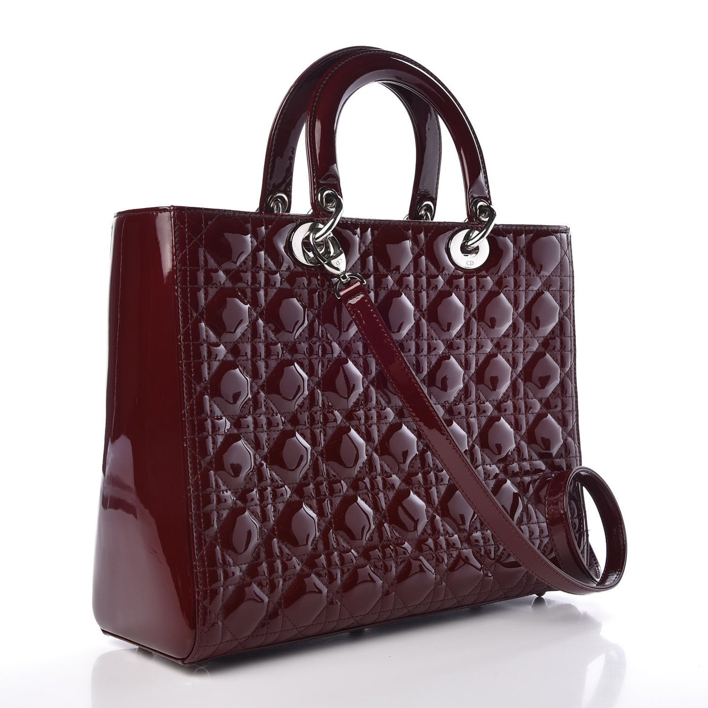 Patent Cannage Large Lady Dior Red