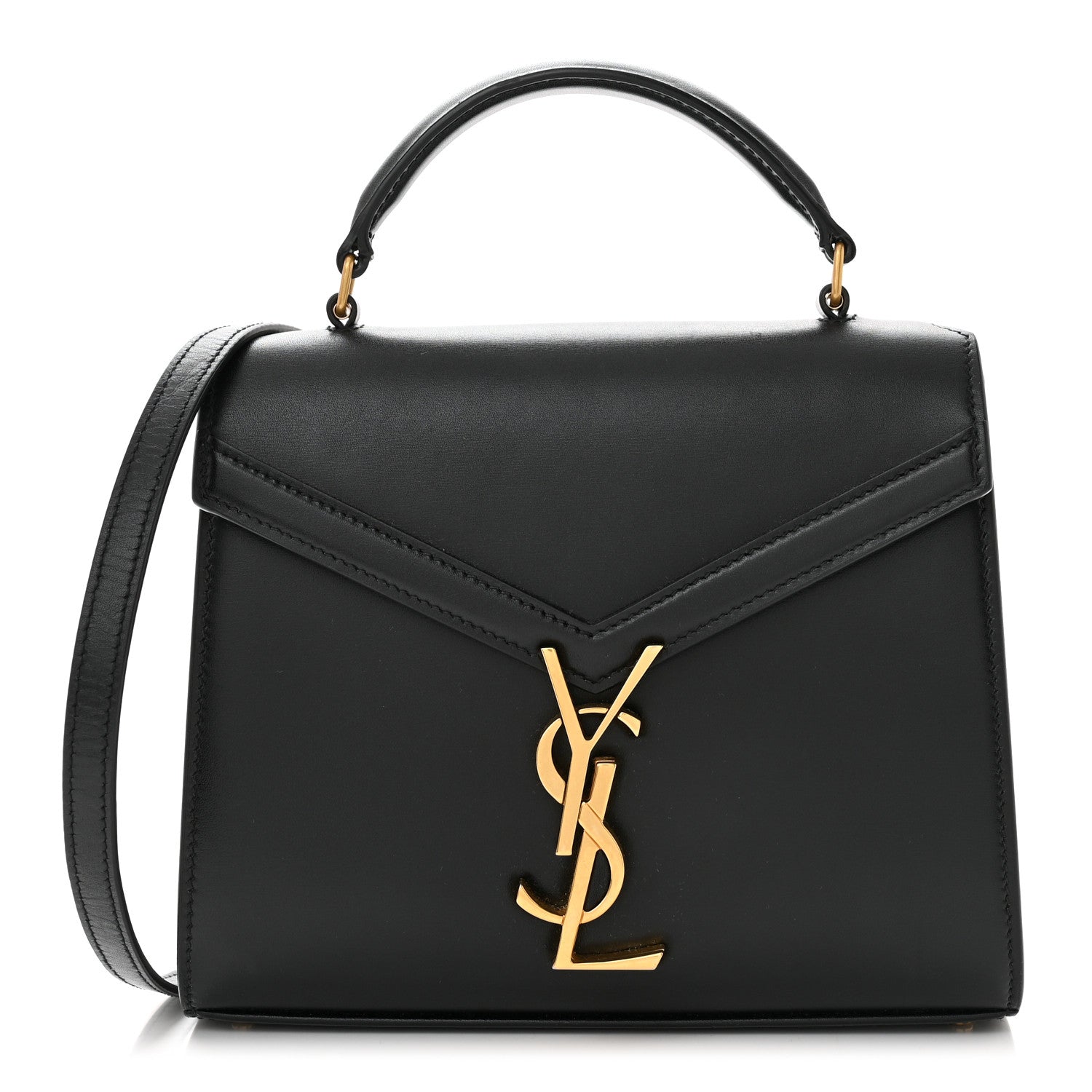 Saint Laurent SAINT LAURENT Calfskin Mini Classic Monogram Cassandra Top Handle Black 1 of 11