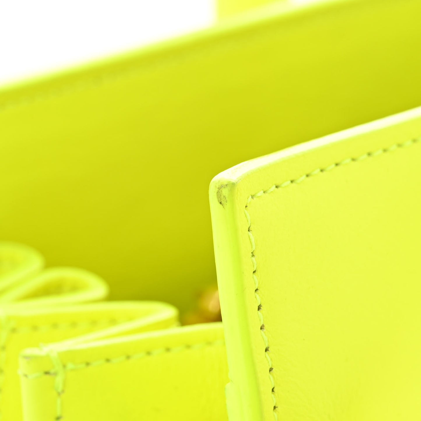 Calfskin Small Sac De Jour Bag Neon Yellow