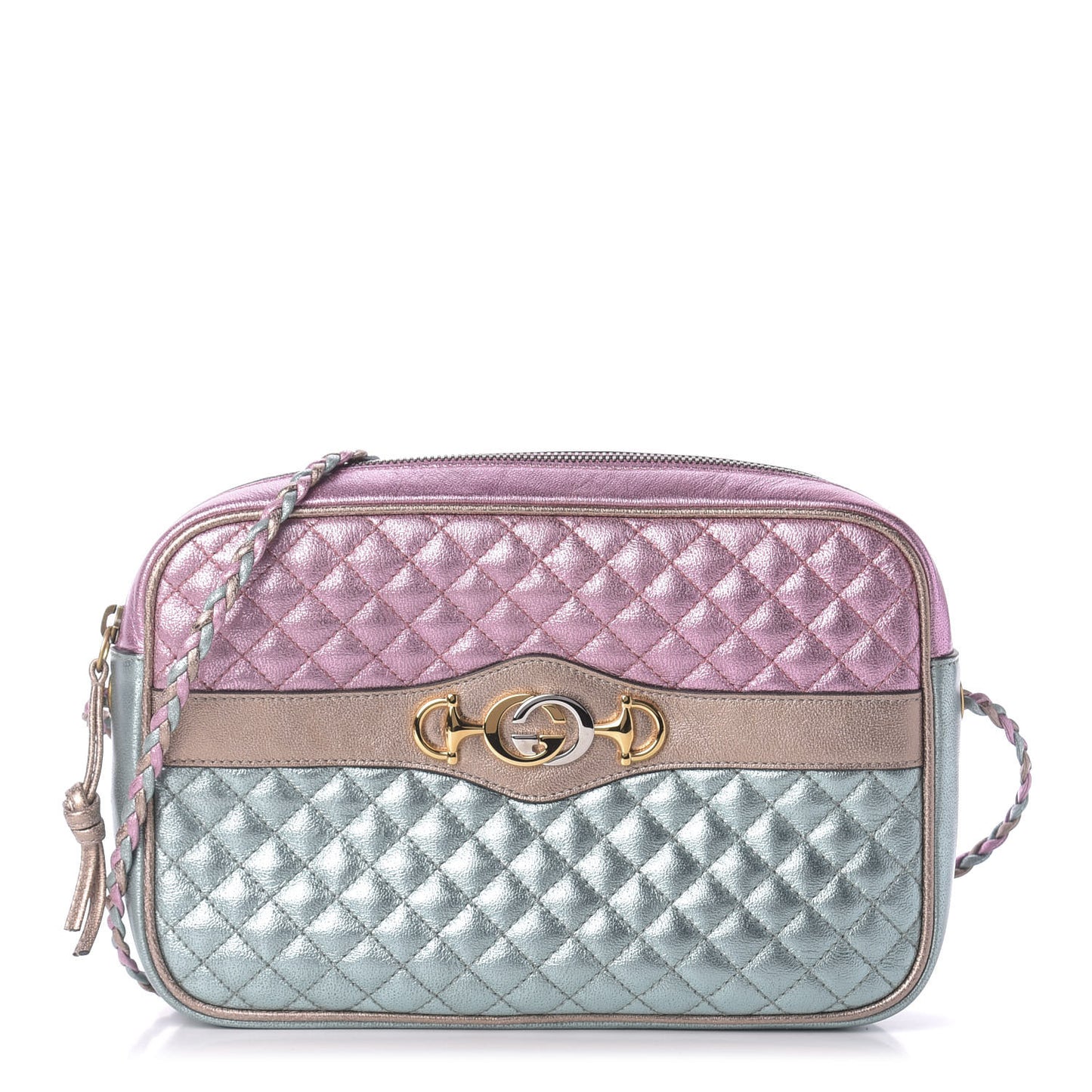 Laminated Nappa Trapuntata Small Zumi Shoulder Bag Rosa Lago Rame