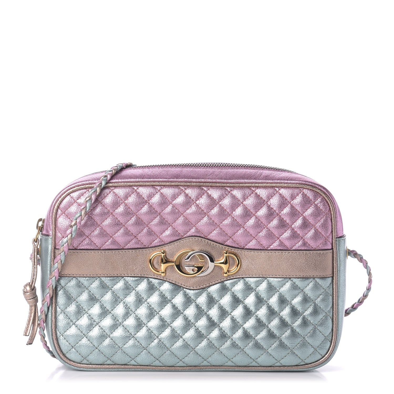 Gucci Laminated Nappa Trapuntata Small Zumi Shoulder Bag Rosa Lago Rame 1 of 12