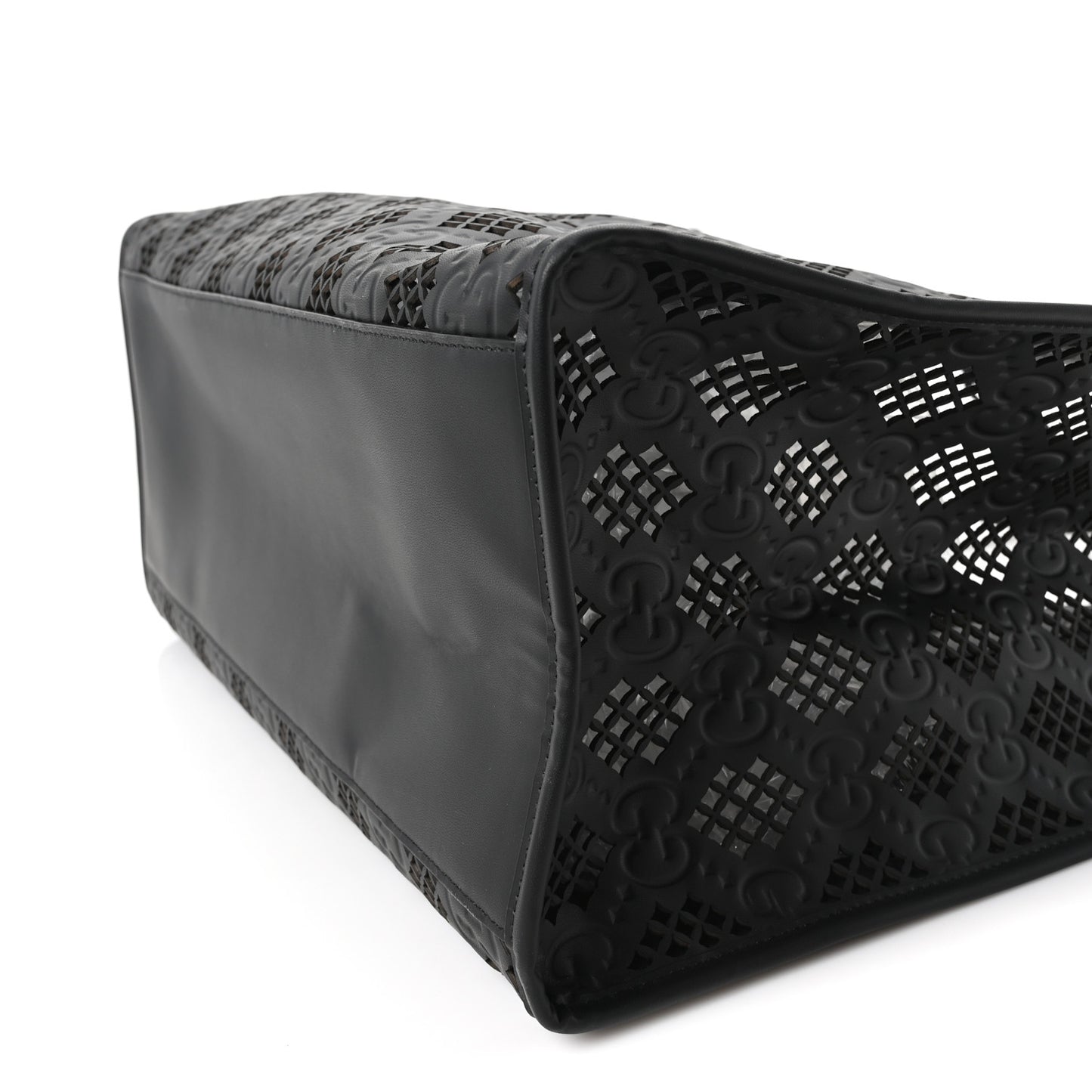 Calfskin GG Monogram Diamond Cut Medium Ophidia Tote Bag Black