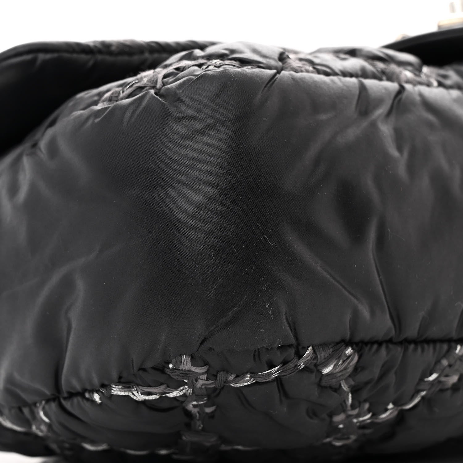 Chanel Nylon Quilted Tweed Stitch Medium Bubble Flap Black 9 of 10