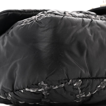 Chanel Nylon Quilted Tweed Stitch Medium Bubble Flap Black 9 of 10