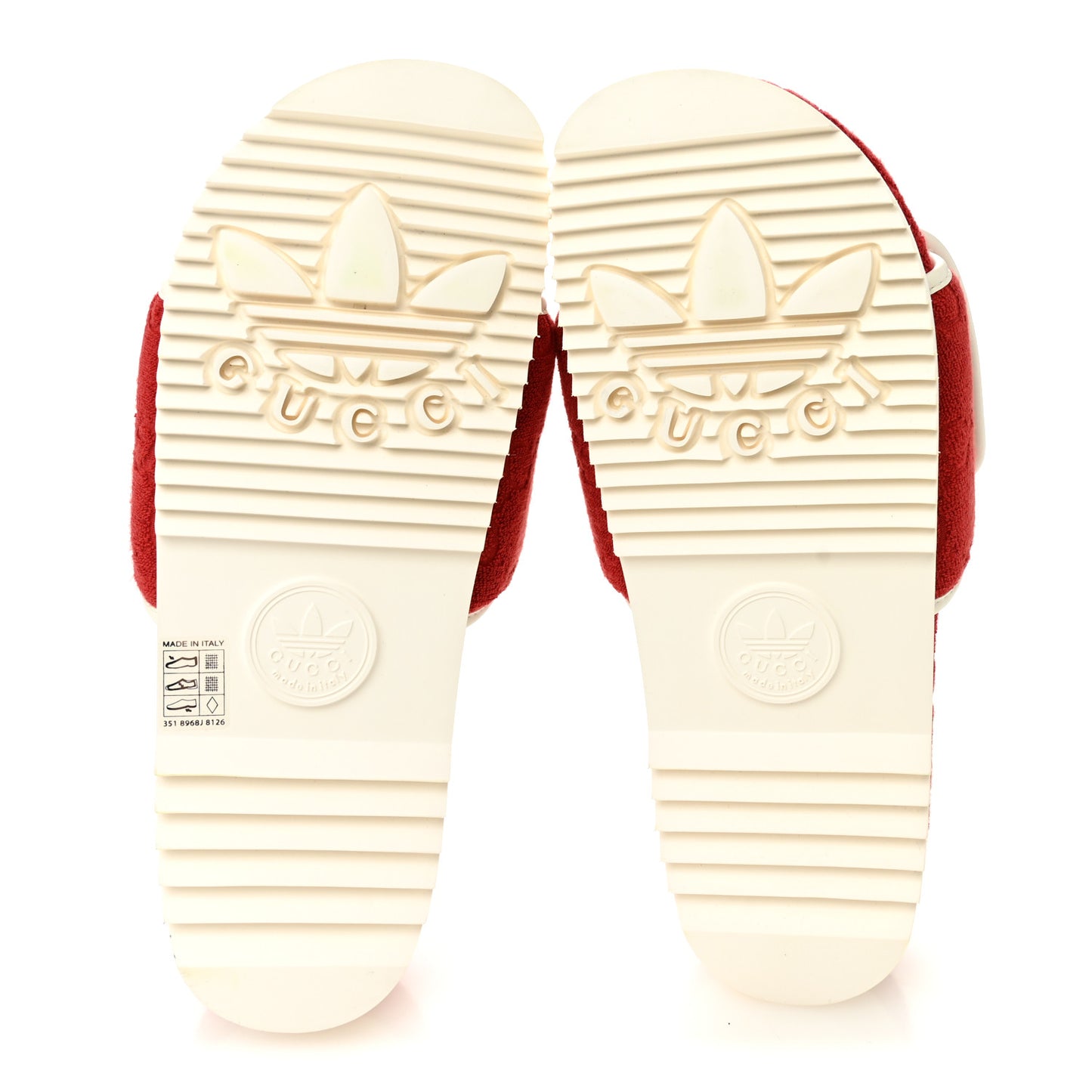 X ADIDAS Terry Cloth GG Monogram Womens Platform Sandals 41 Maple Red Off White