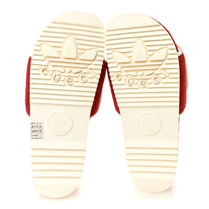 Gucci X ADIDAS Terry Cloth GG Monogram Womens Platform Sandals 41 Maple Red Off White 6 of 8