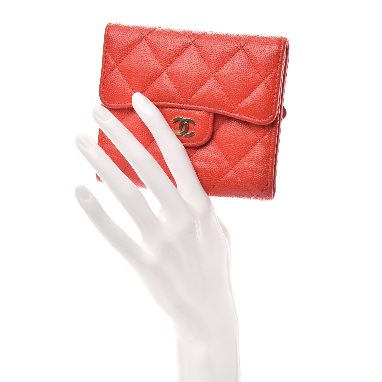 Chanel Caviar Quilted Compact Flap Wallet Red 2 of 8
