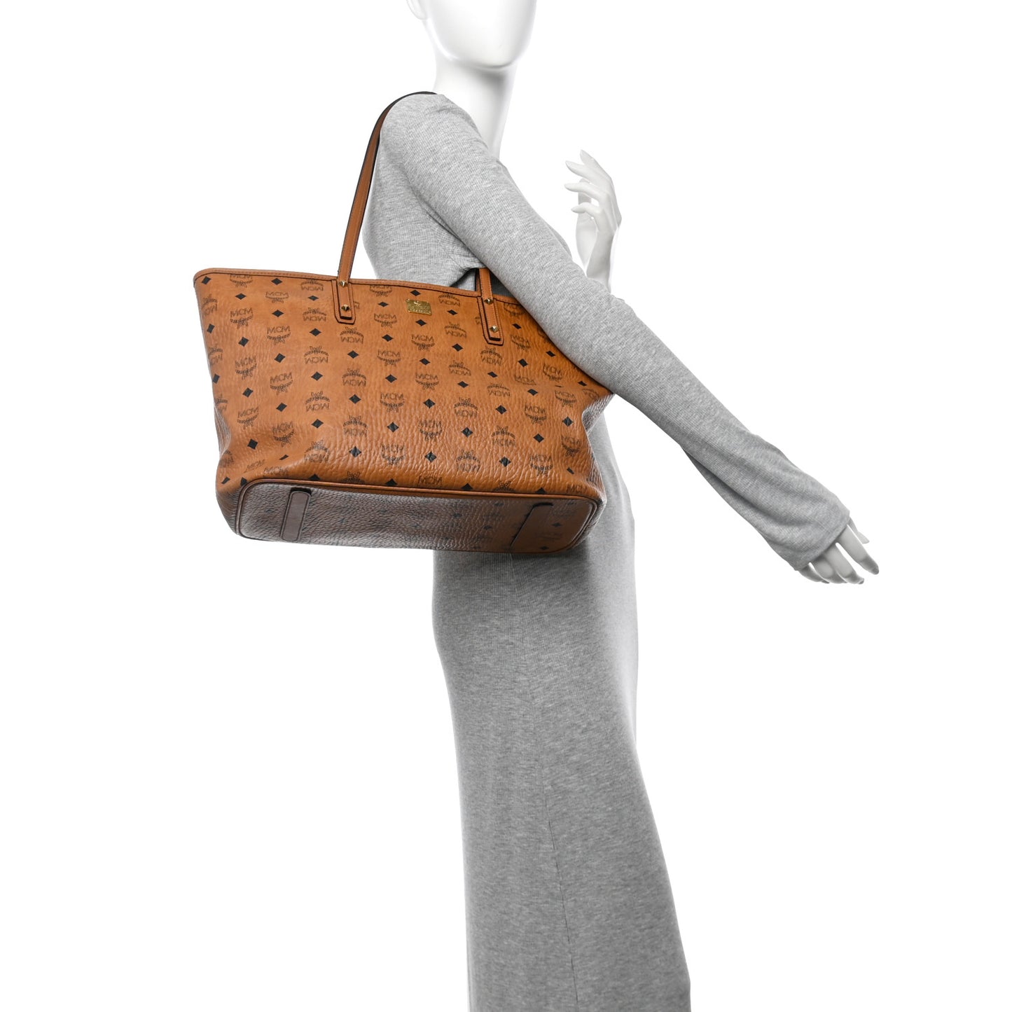 Visetos Medium Anya Top Zip Shopper Tote Cognac