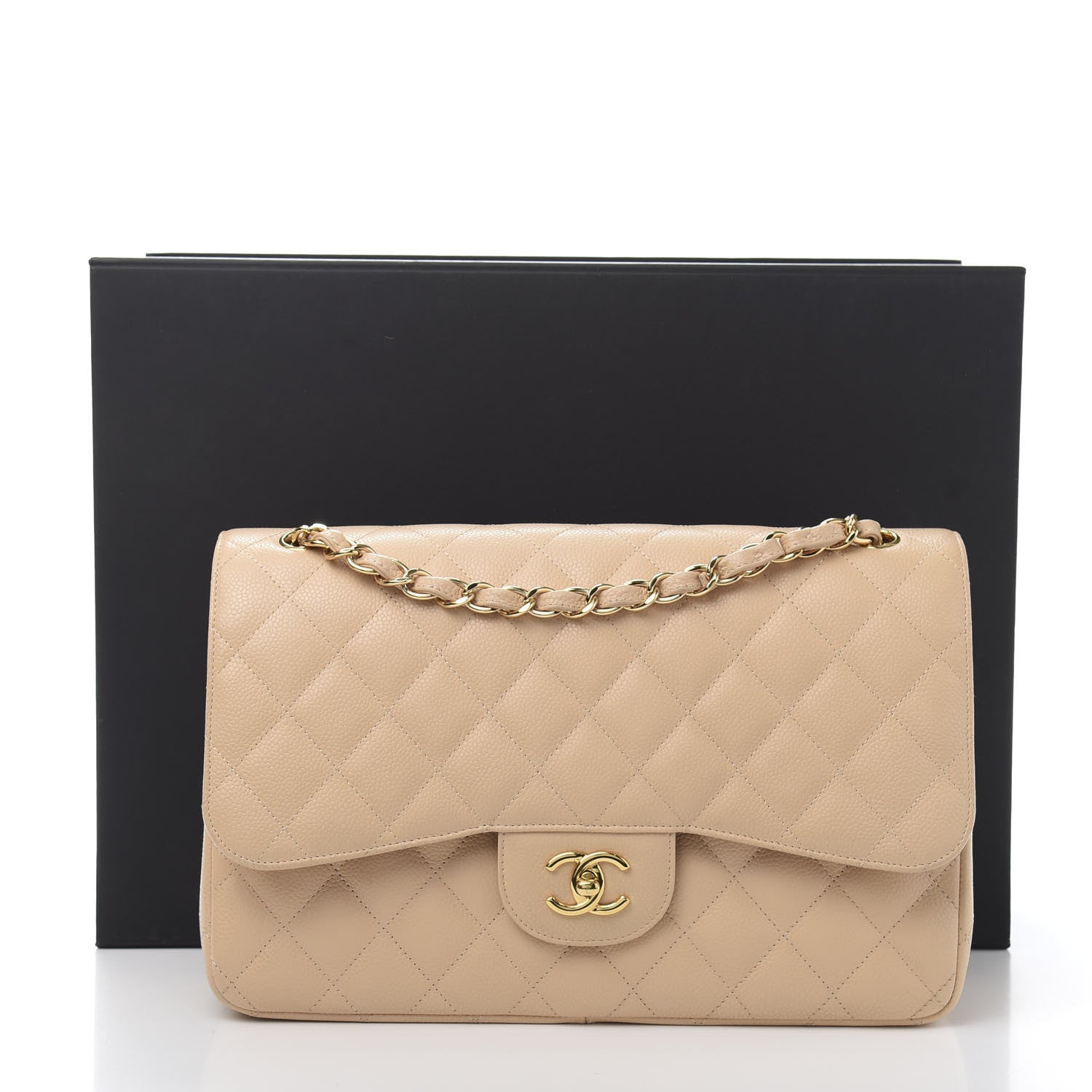 Chanel Caviar Quilted Jumbo Double Flap Beige Clair 11 of 11