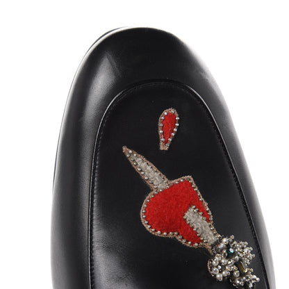 Gucci Calfskin Fur Crystal Tiger Embroidered Mens Princetown Slippers 8 Black 9 of 11