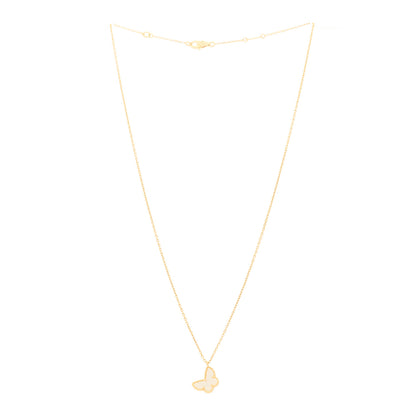 Van Cleef & Arpels 18K Yellow Gold Mother of Pearl Sweet Alhambra Butterfly Pendant Necklace 3 of 7