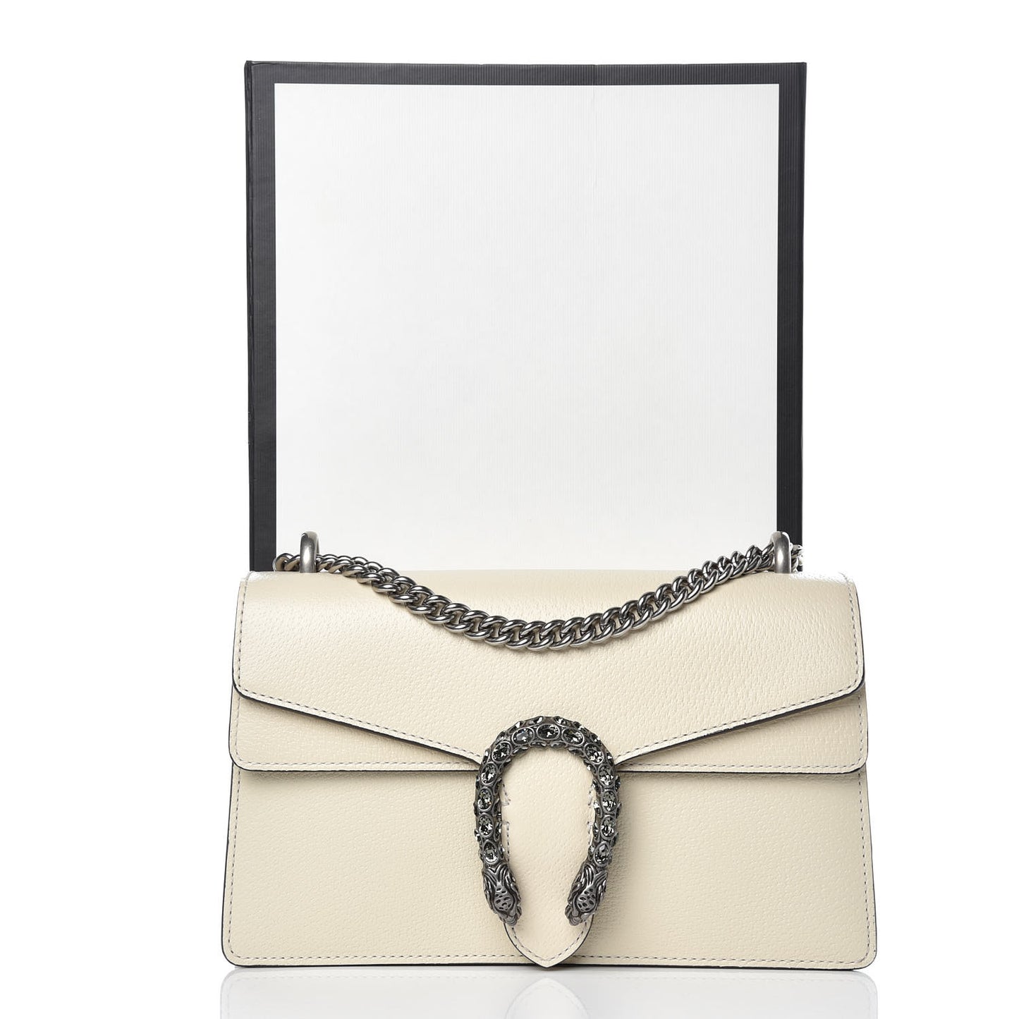 Textured Calfskin Crystal Small Dionysus Shoulder Bag Mystic White