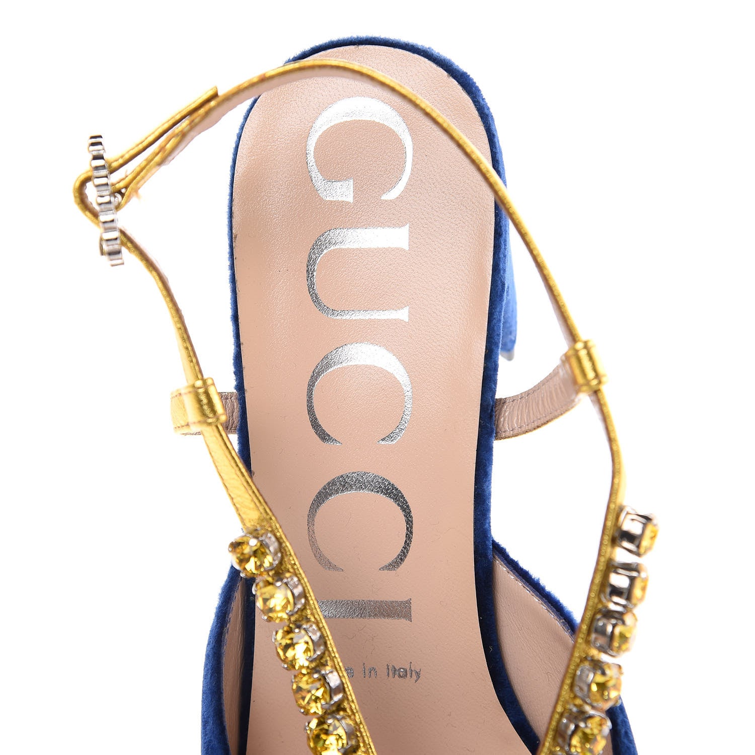 Gucci Velvet Crystal Bat Pumps 37 Blue 6 of 8