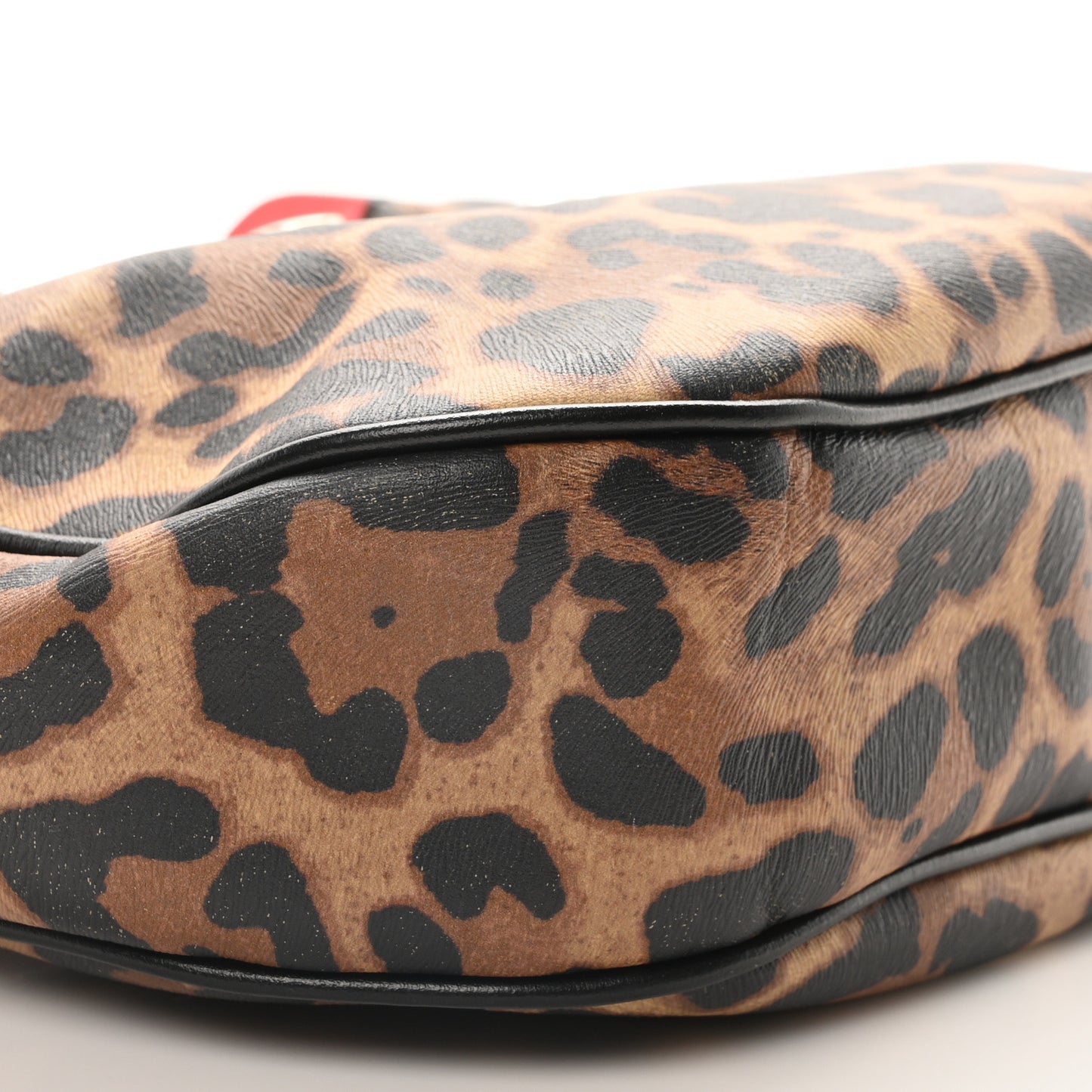 Calfskin Leopard Print Carasky Shoulder Bag Black