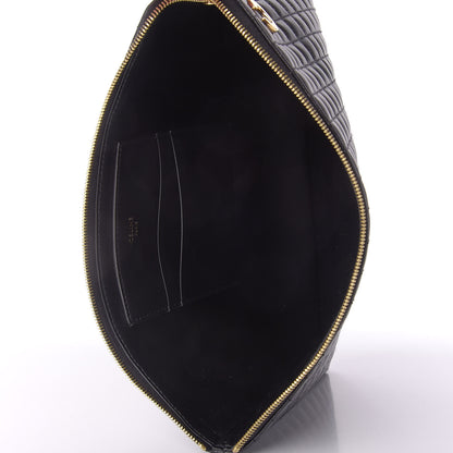 Celine Calfskin Quilted C Charm Pouch Black 5 of 9