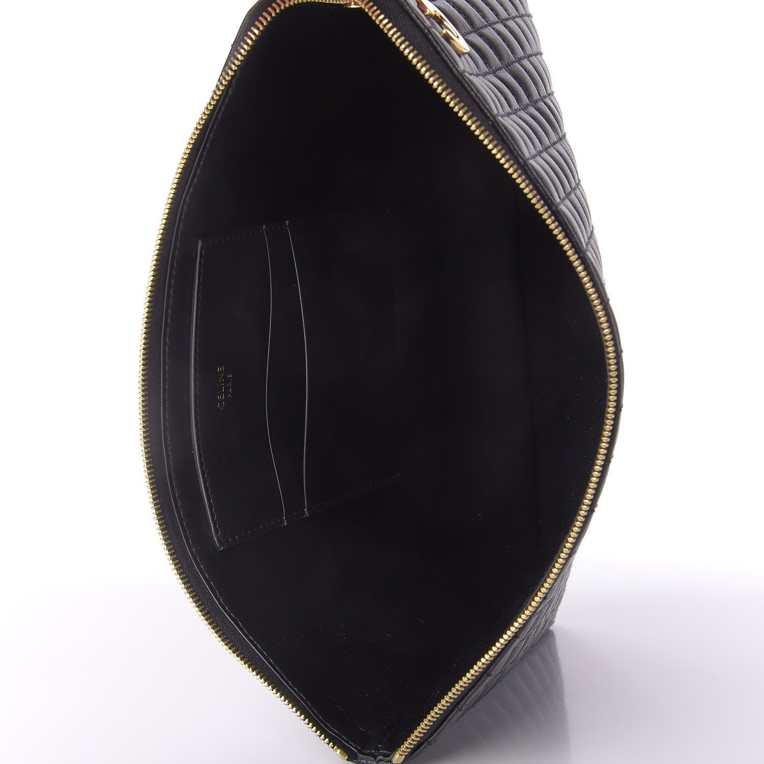 Celine Calfskin Quilted C Charm Pouch Black 5 of 9