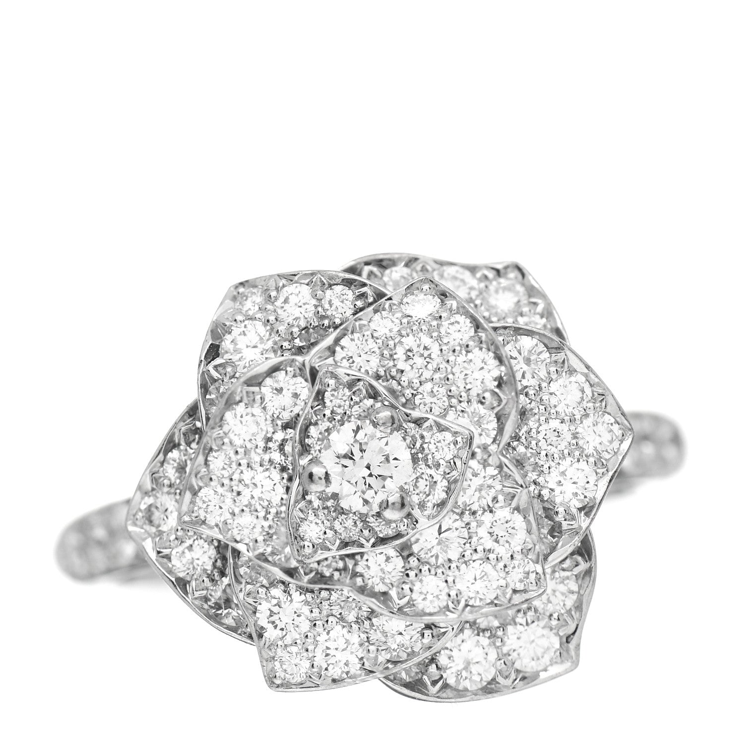Piaget 18K White Gold Diamond Rose Ring 52 6 1 of 5