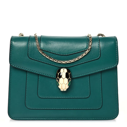 Bulgari Calfskin Small Serpenti Forever Snake Strap Crossbody Bag Emerald Green 1 of 16
