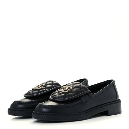 Chanel Lambskin Quilted CC Turnlock Loafers 37 Black 2 of 12