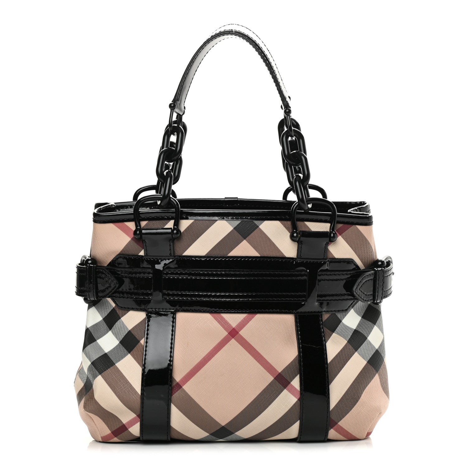 Burberry Patent Trim Nova Check Tote Black 1 of 13