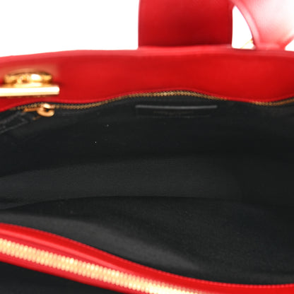 Saint Laurent Grain De Poudre Matelasse Chevron Monogram Shopping Bag Red 7 of 16