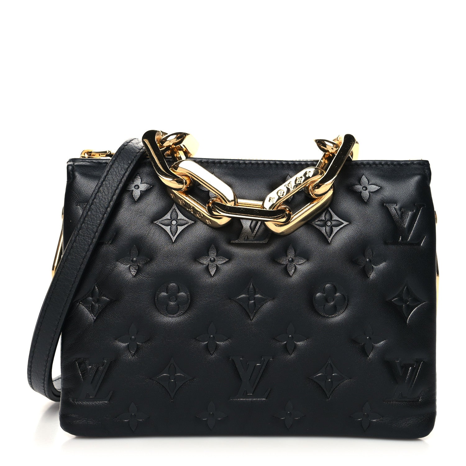 Louis Vuitton Lambskin Embossed Monogram Coussin BB Black 1 of 11