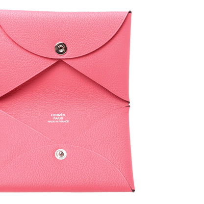 Hermes Evercolor Calvi Card Case Rose Azalee 6 of 7