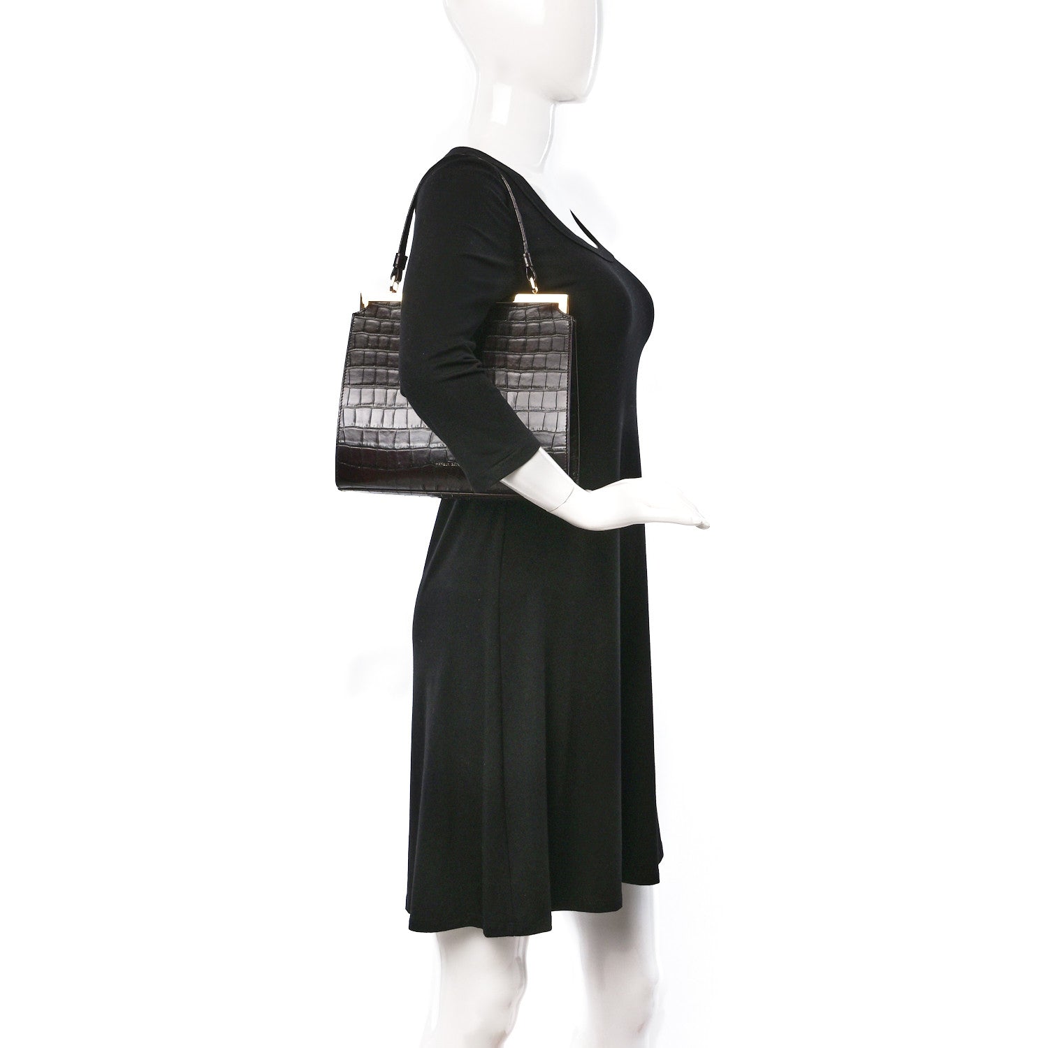 Mansur Gavriel Crocodile Embossed Calfskin Elegant Top Handle Bag Class 2 of 9