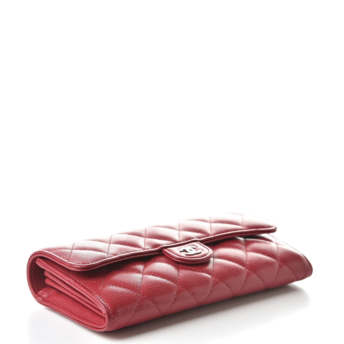 Caviar Quilted Large Gusset Flap Wallet Pink