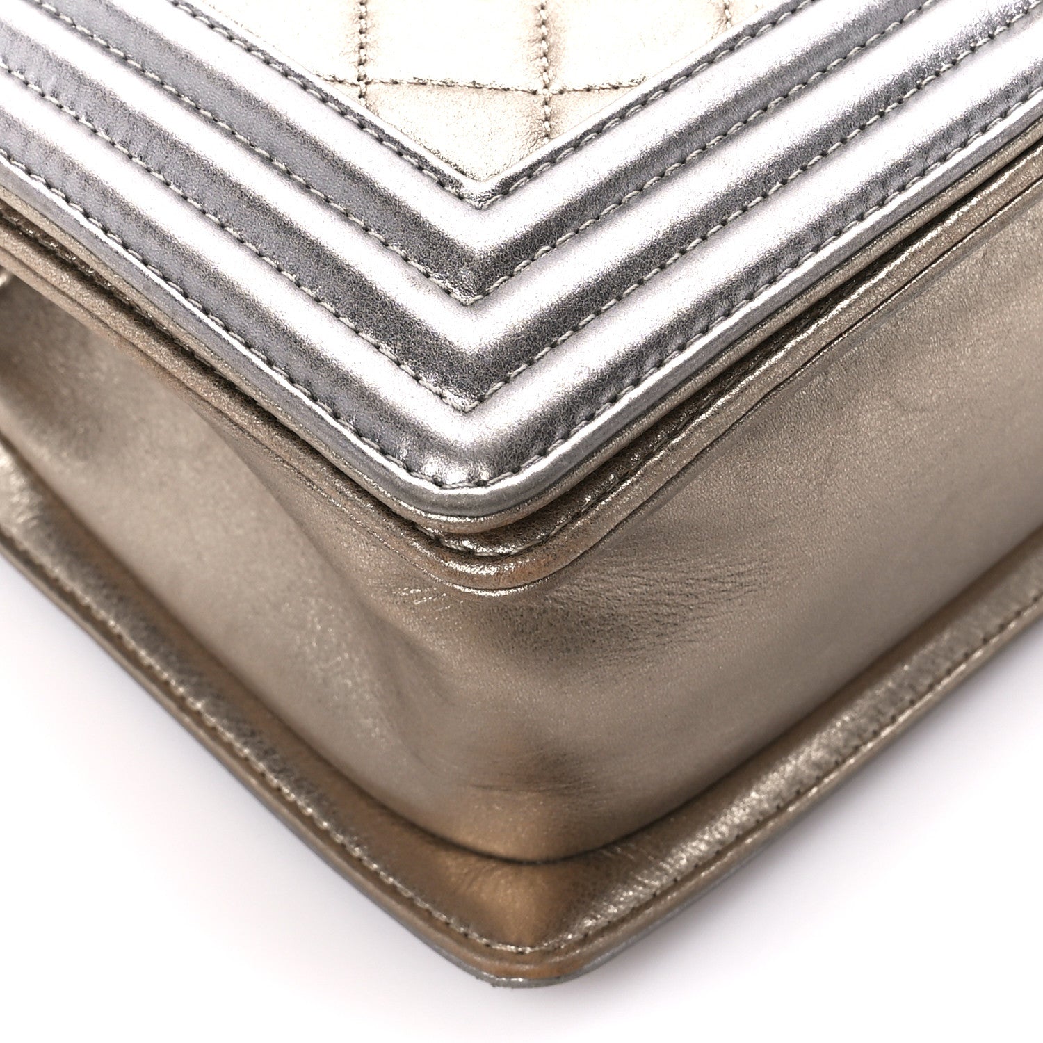 Chanel Metallic Calfskin Quilted Medium Boy Flap Khaki 9 of 10