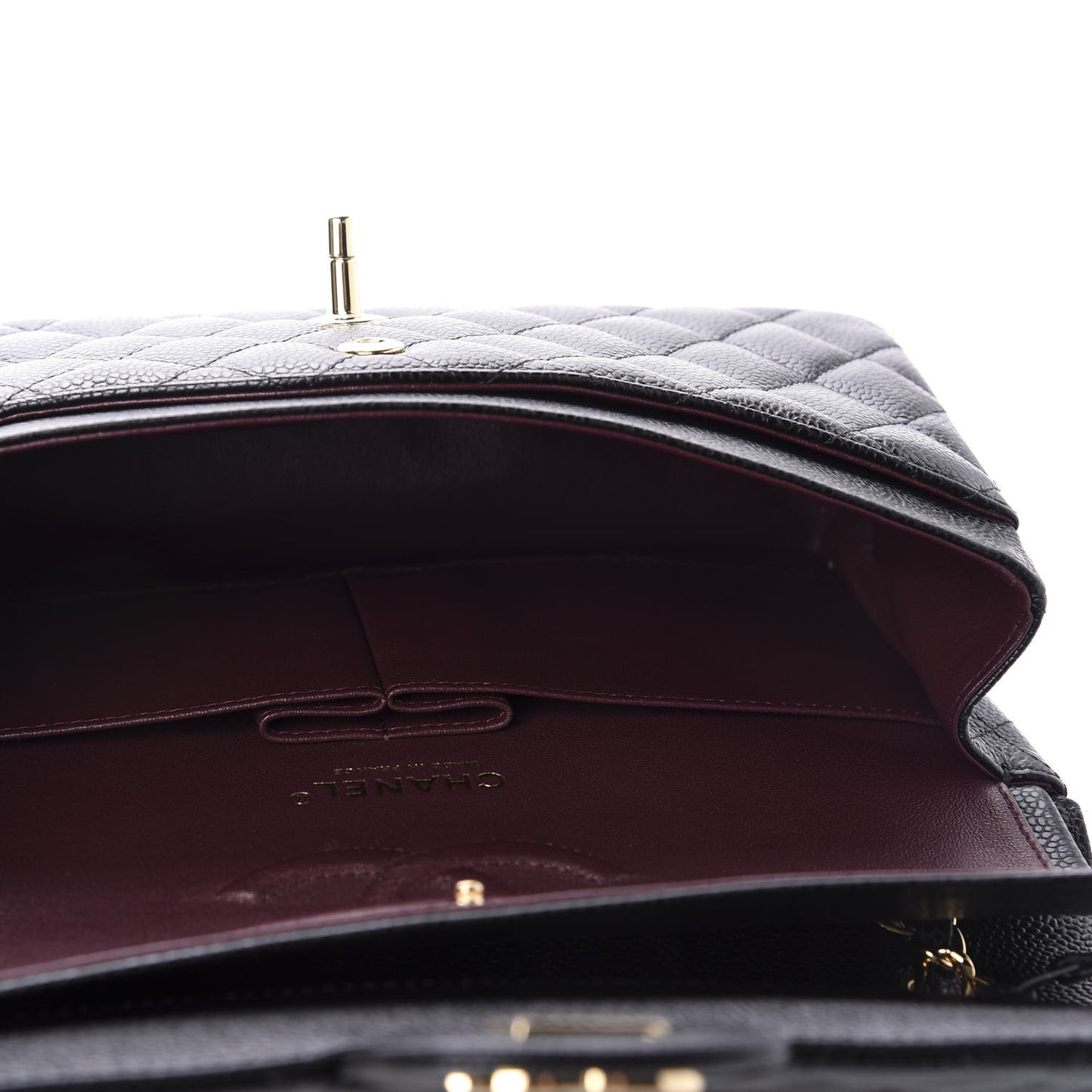 Caviar Quilted Medium Double Flap Black
