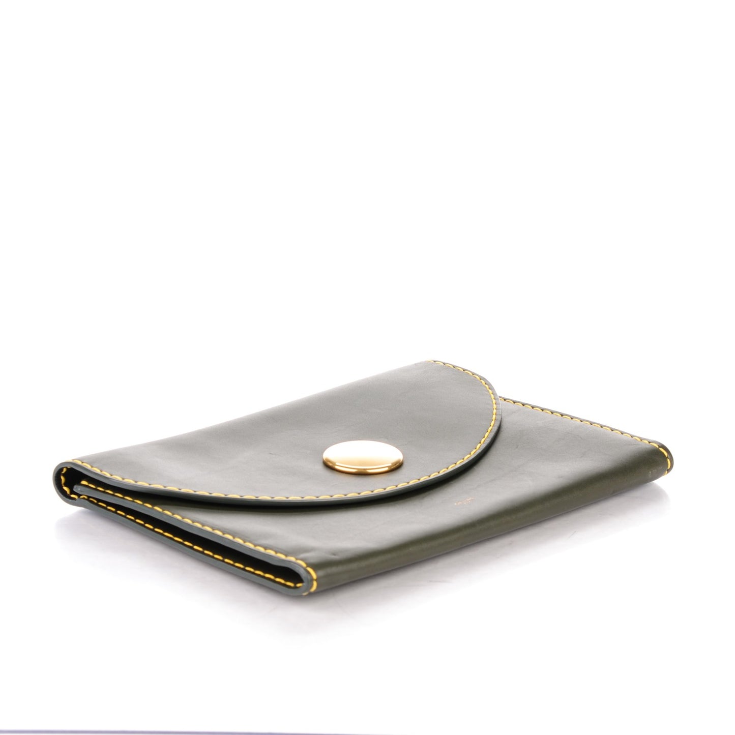 Smooth Calfskin Orb Clutch Khaki