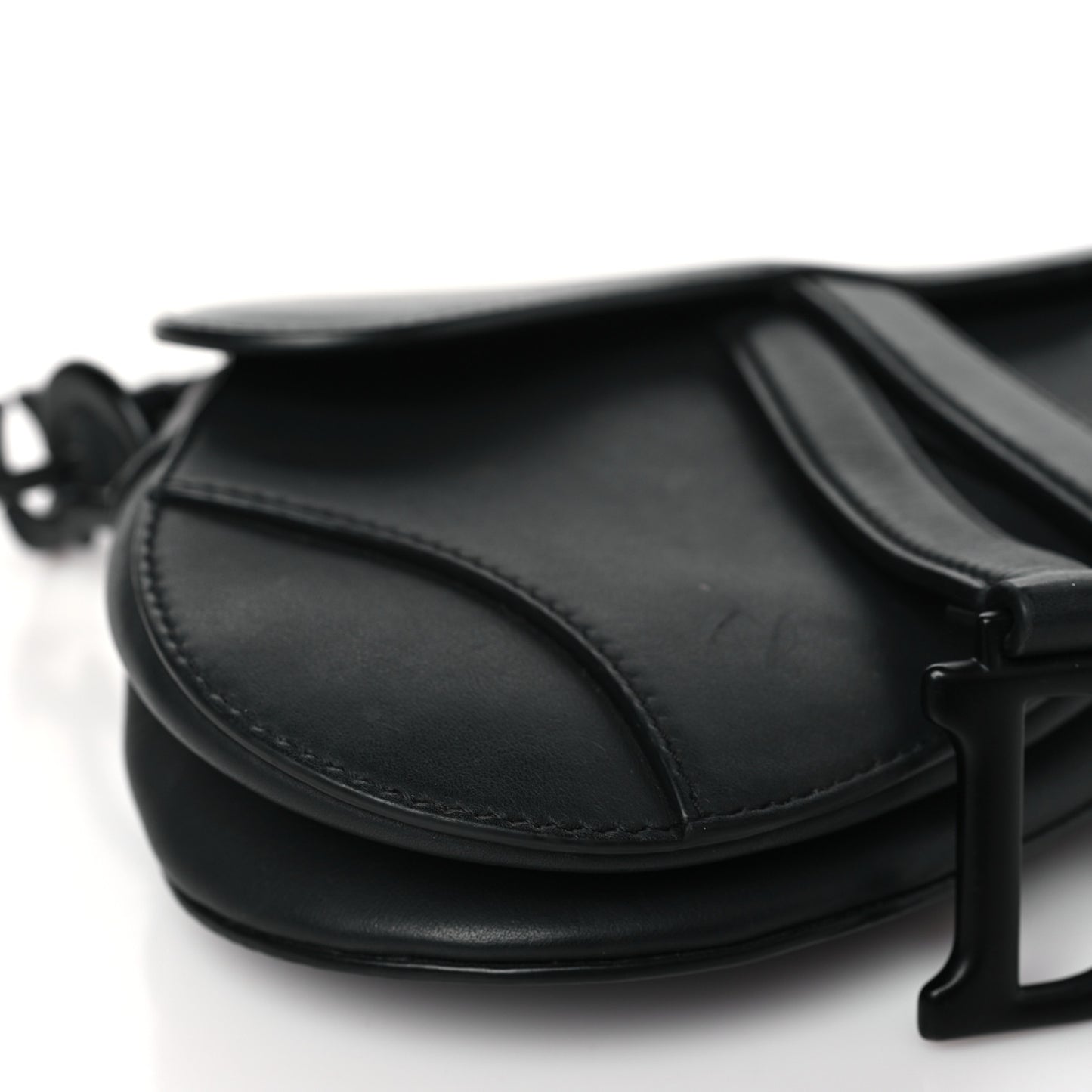 Ultra Matte Calfskin Mini Saddle Bag Black