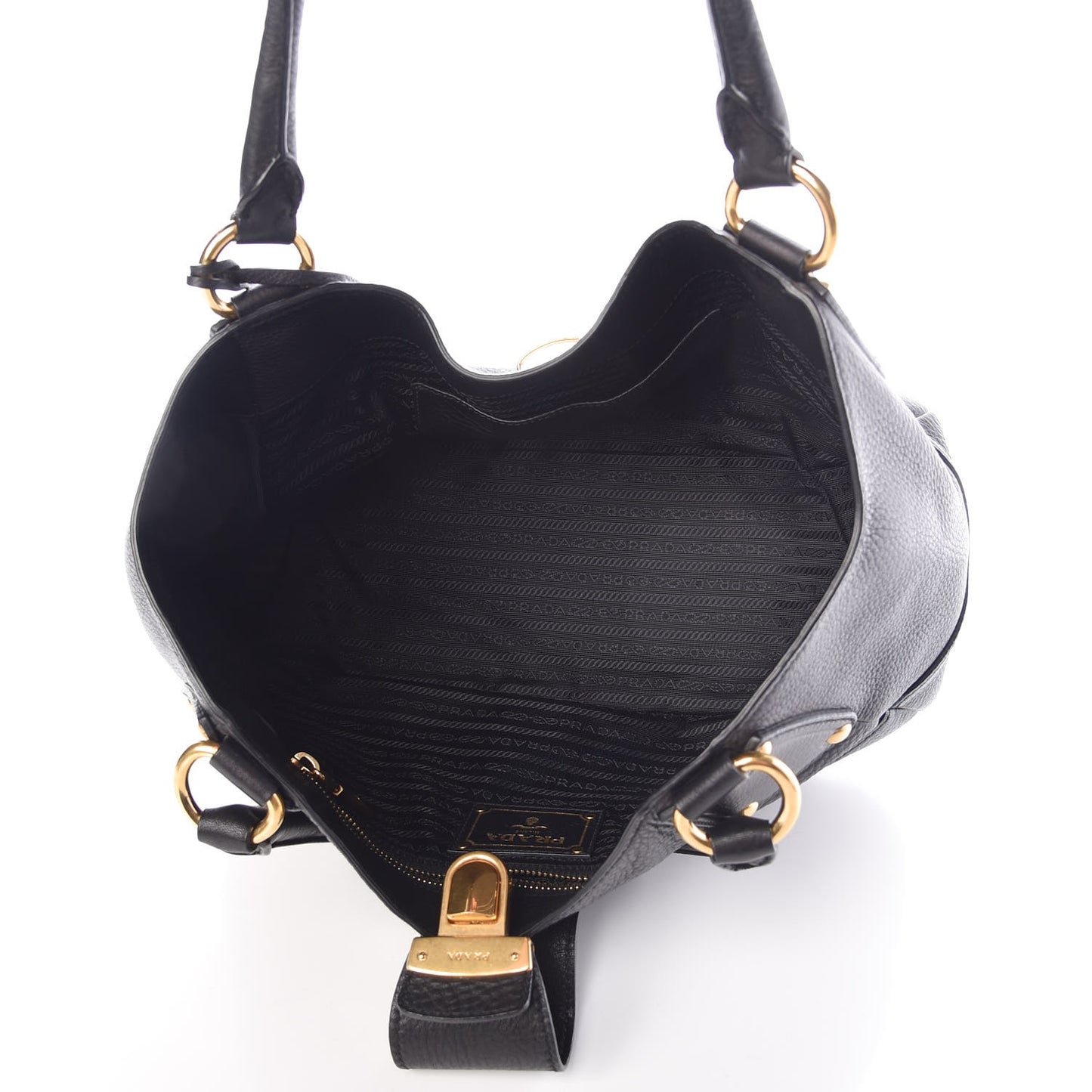 Vitello Daino Pushlock Tote Black