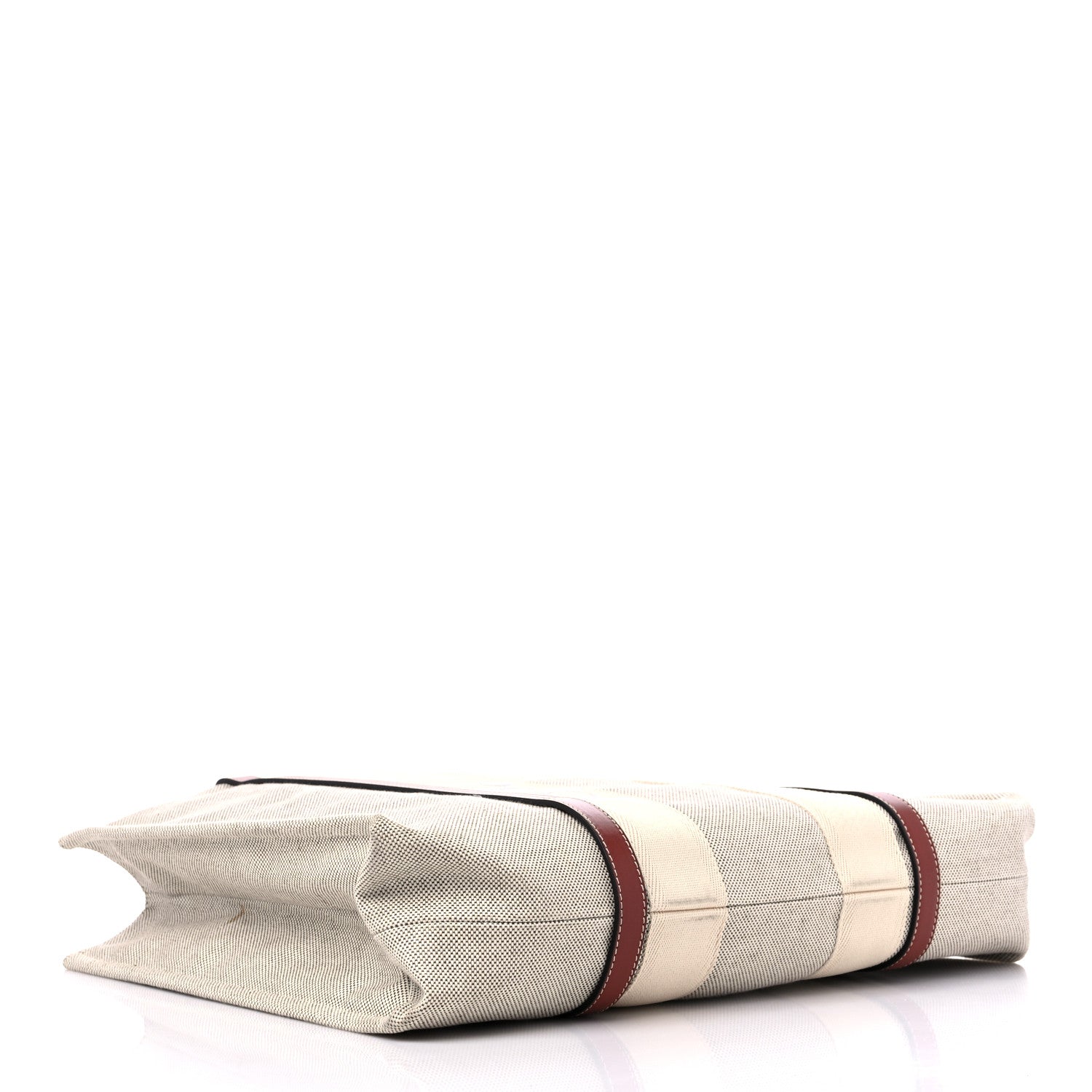 Chloe Cotton Calfskin Large Woody Ribbon Tote White Brown 4 of 14