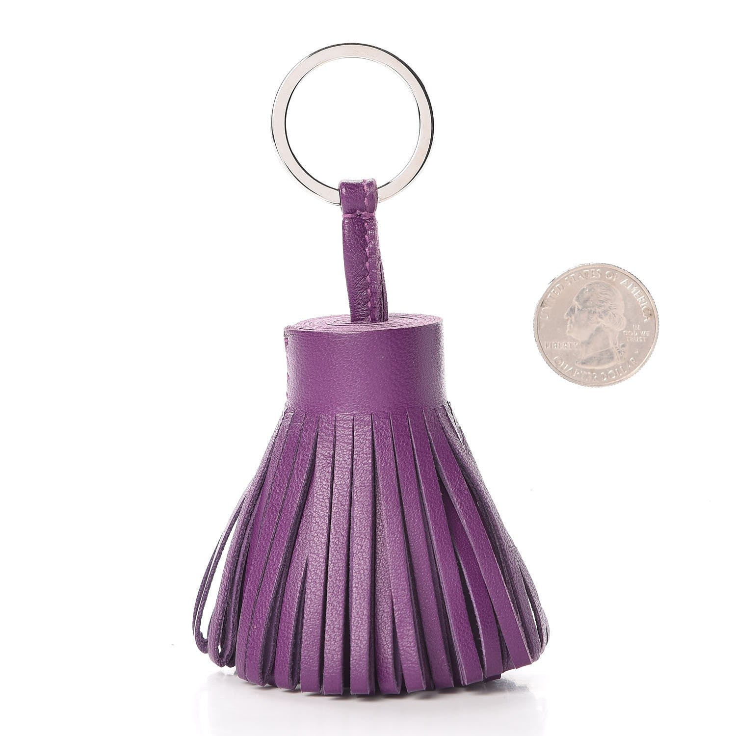 Hermes Lambskin Carmen Tassel Key Holder Anemone 2 of 4