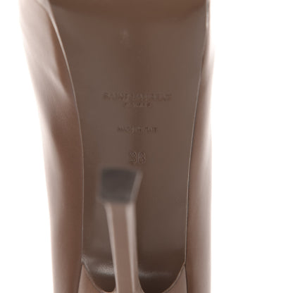 Saint Laurent Calfskin Vitello Vernice Tribtoo 105 Pumps 38 Nude Black 8 of 11