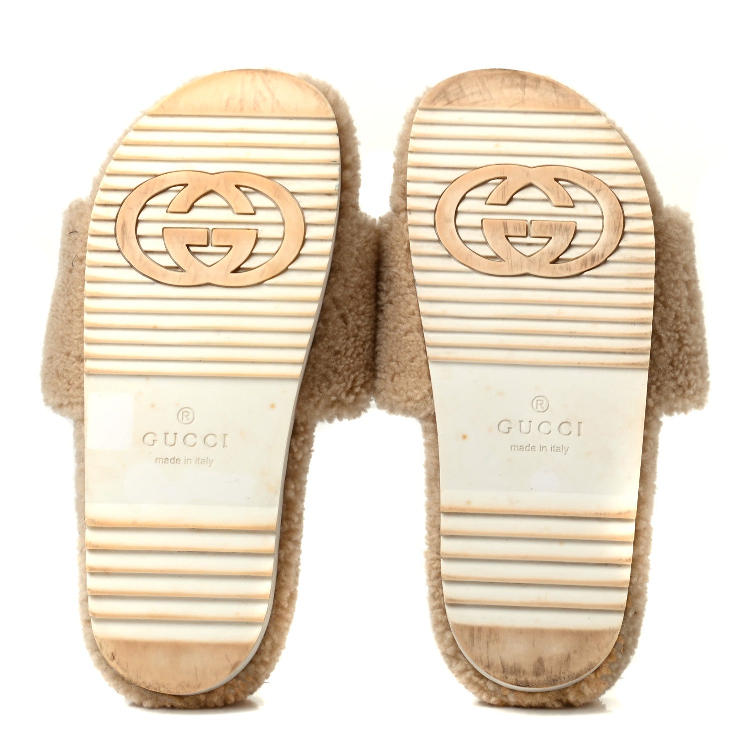 Gucci Merino Interlocking G Slide Sandals 40 Butterscotch Cocoa 4 of 4