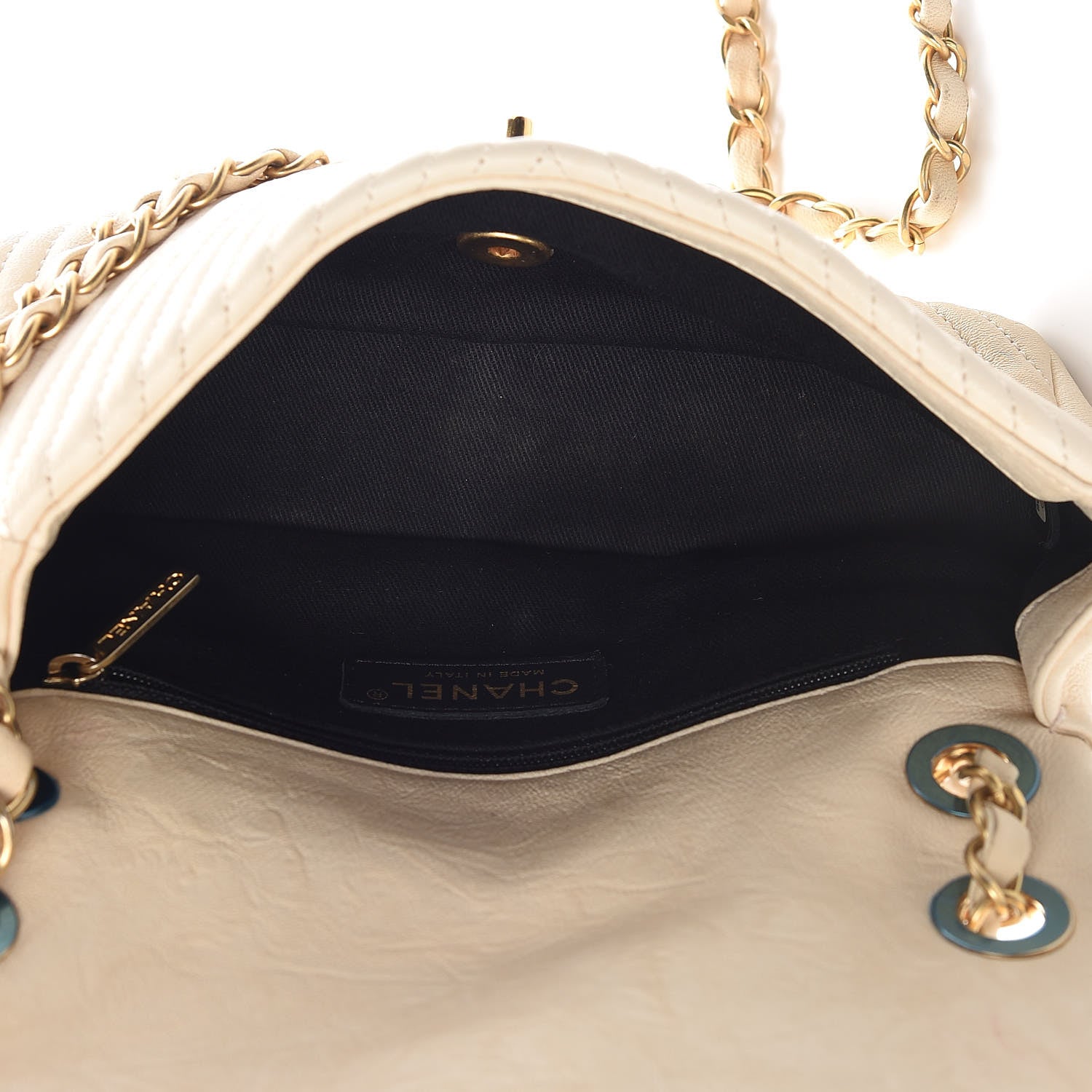 Chanel Calfskin Chevron Small Surpique Flap Ivory 5 of 16