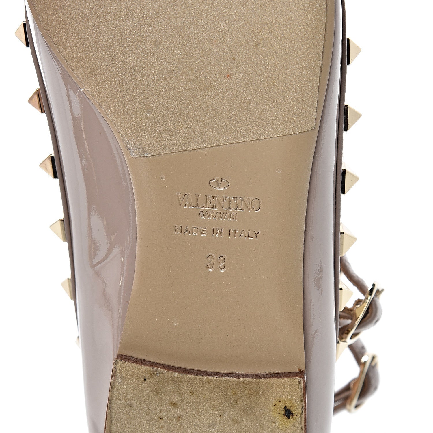 Valentino Garavani Patent Rockstud Cage Ballerina Flats 39 Poudre 6 of 14