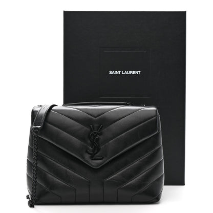 Saint Laurent Calfskin Y Quilted Monogram Monochrome Small Loulou Chain Satchel Black 12 of 12