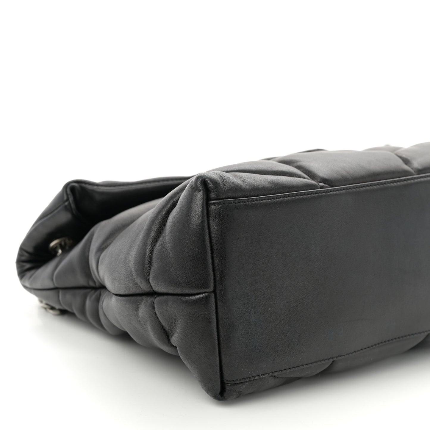 Lambskin Quilted Medium Loulou Puffer Monogram Chain Satchel Black