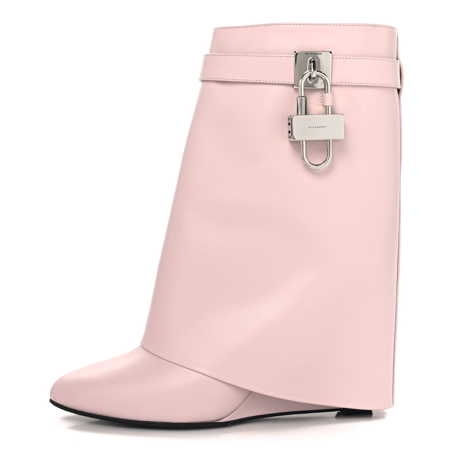 Calfskin Shark Lock Ankle Boots 41 Light Pink