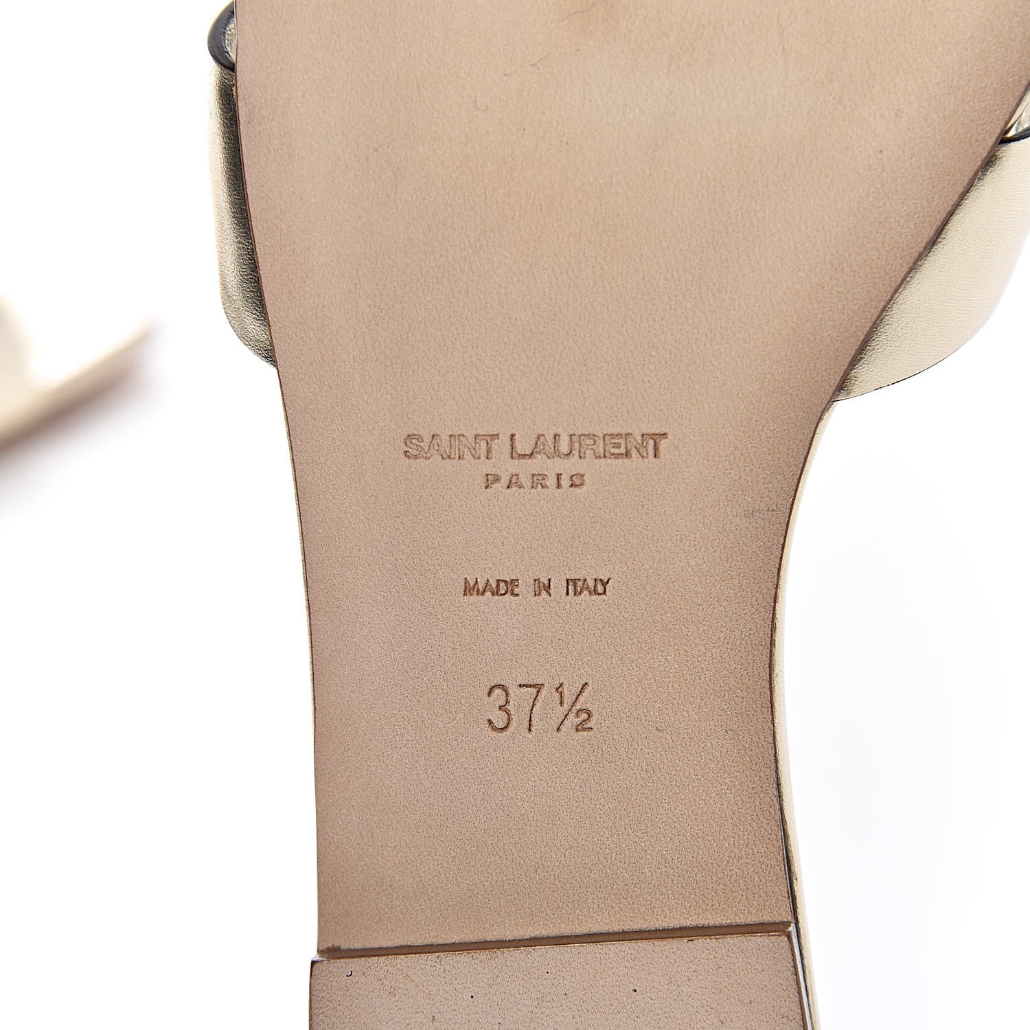 Saint Laurent Calfskin Tribute 05 Slide Sandals 37.5 Gold 6 of 9