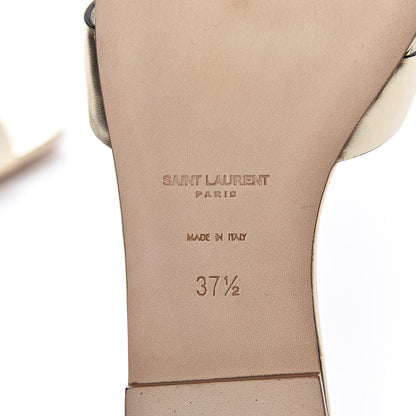 Saint Laurent Calfskin Tribute 05 Slide Sandals 37.5 Gold 6 of 9