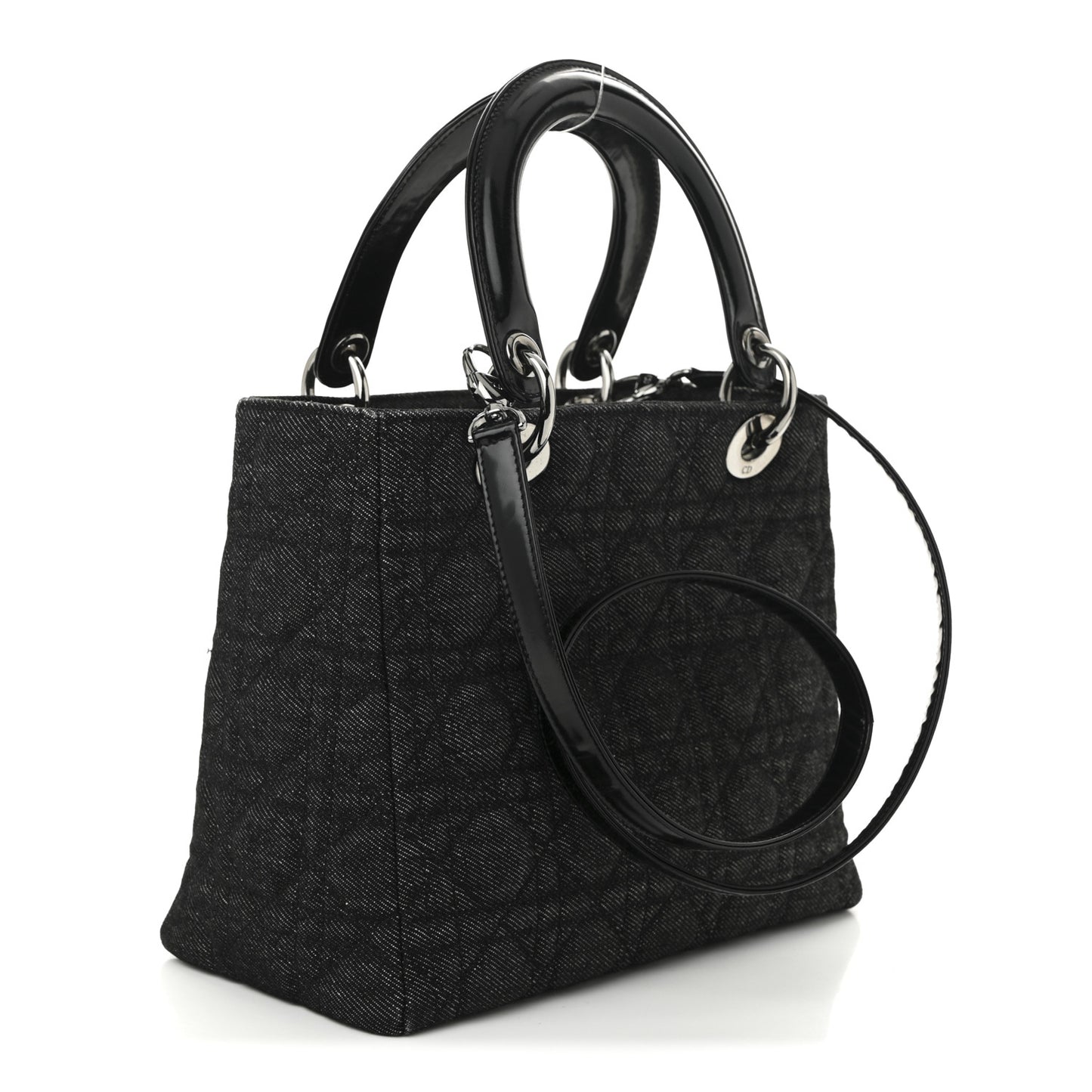 Denim Cannage Medium Lady Dior Black