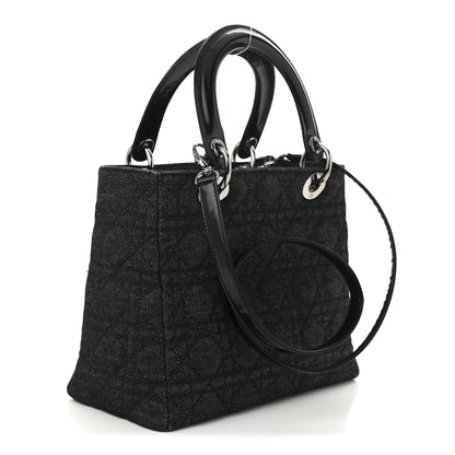 Christian Dior Denim Cannage Medium Lady Dior Black 3 of 10