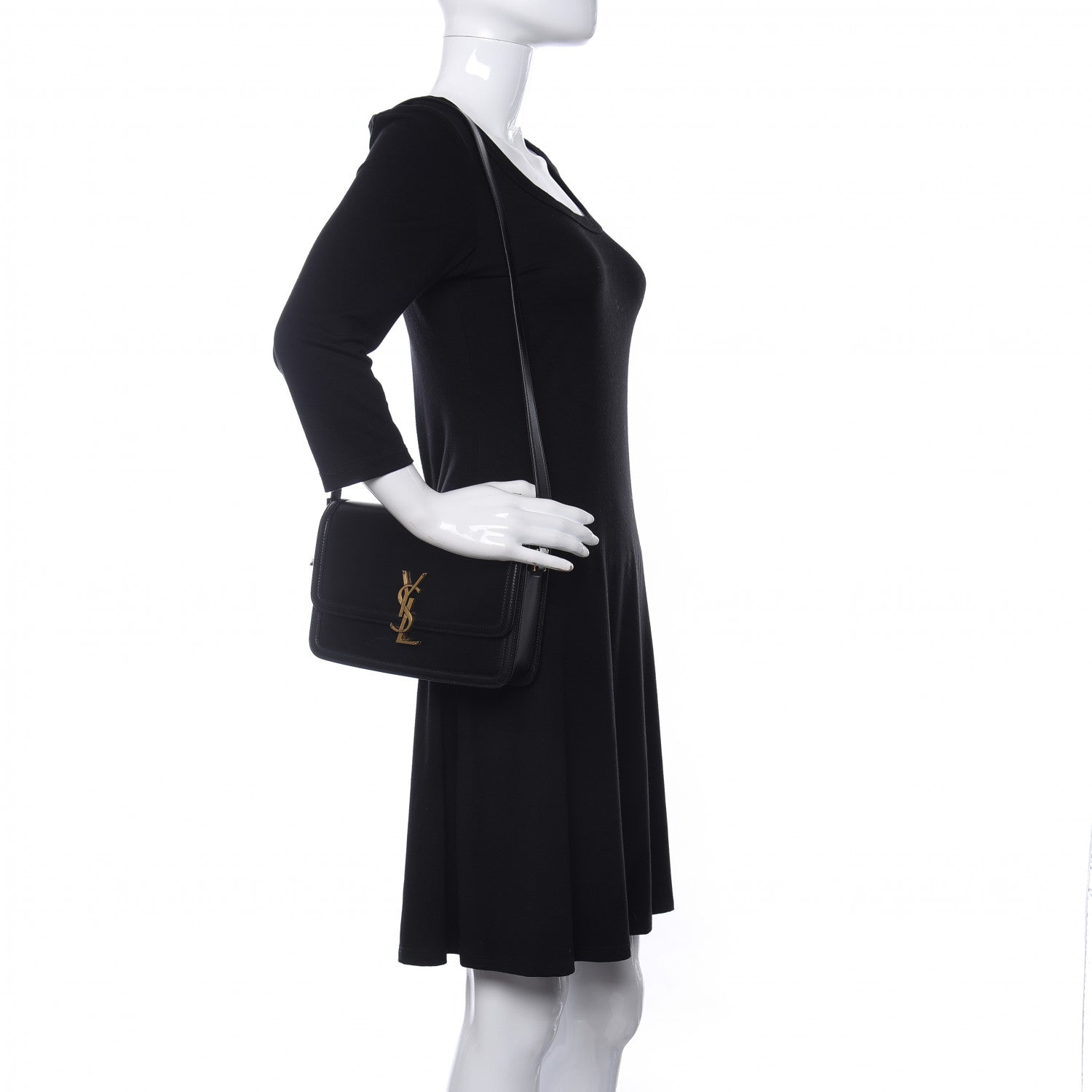 Saint Laurent Box Calfskin Monogram Medium Solferino Satchel Black 2 of 11